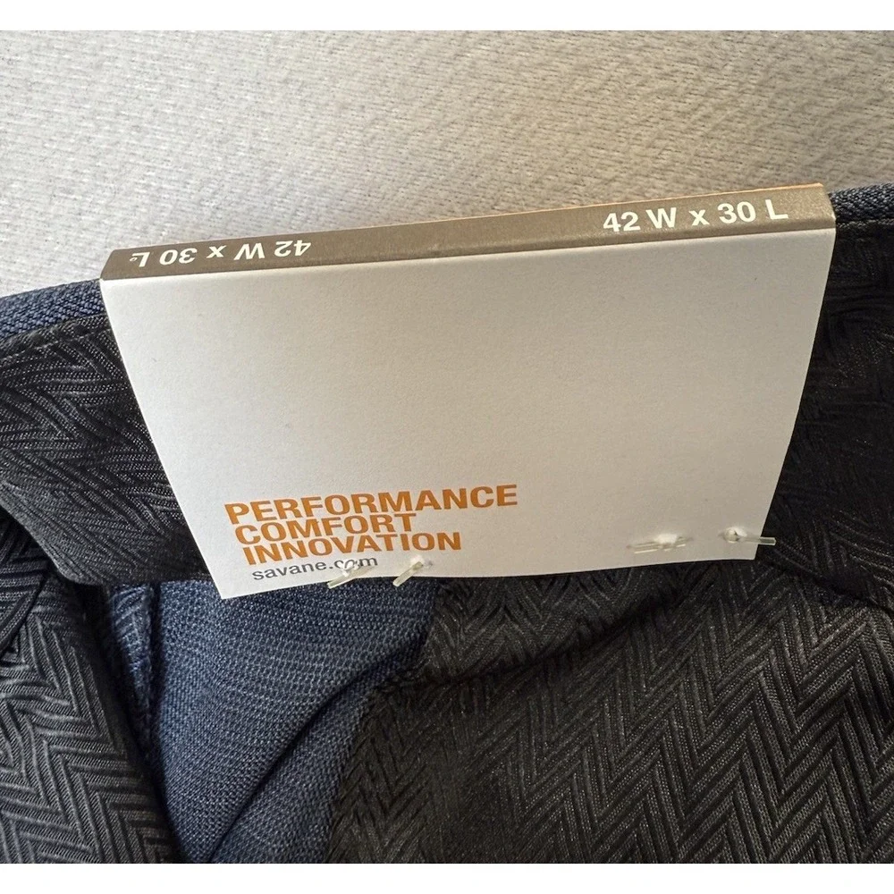 Savane Stretch Performance Men's Sz 42x30 Dark Sapphire No Iron Pants NWT $75‎